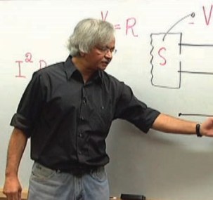 Supriyo Datta teaching at a whiteboard in 2013